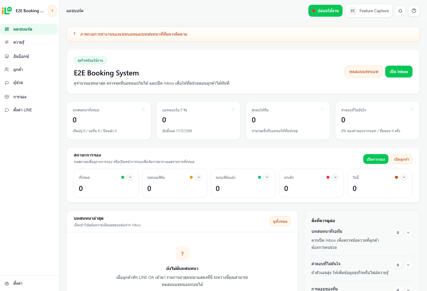 ภาพรวม dashboard ของ iLineme