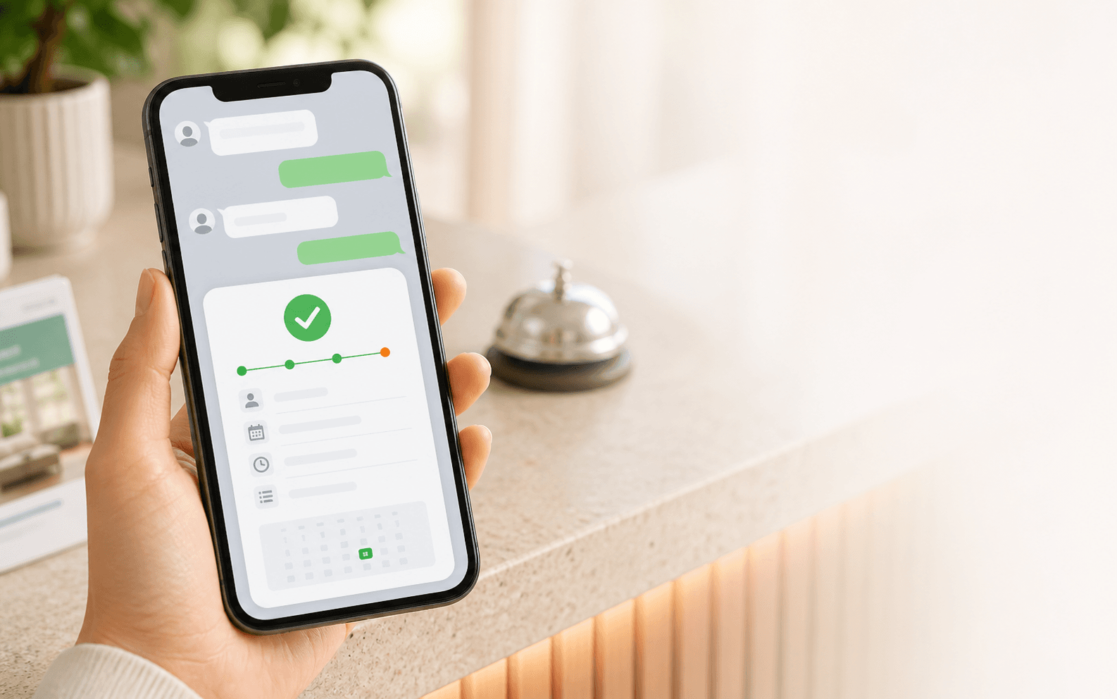 Customer chatting and continuing to booking on one phone